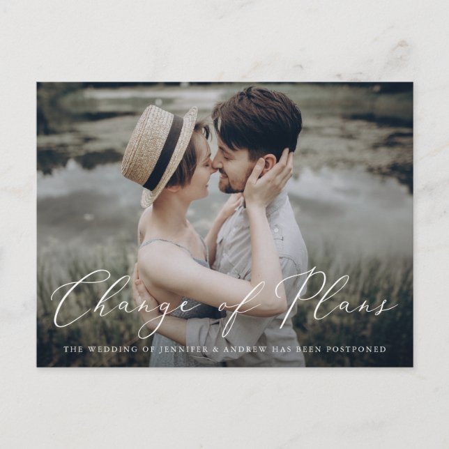 Cartão Postal De Anúncio Mudança Delicada de Roteiro Adiamento de Planos (Frente)