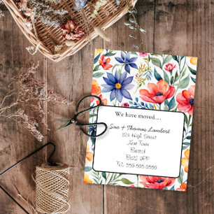 Cartão Postal De Anúncio mudança do cartão floral de endereço