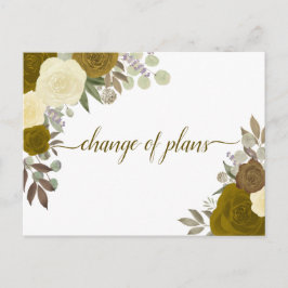 Cartão Postal De Anúncio Mudança Dourada de planos de casamento