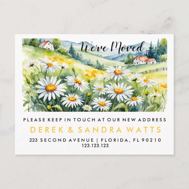 Cartão Postal De Anúncio Mudança elegante de endereço mudamos  (Frente)