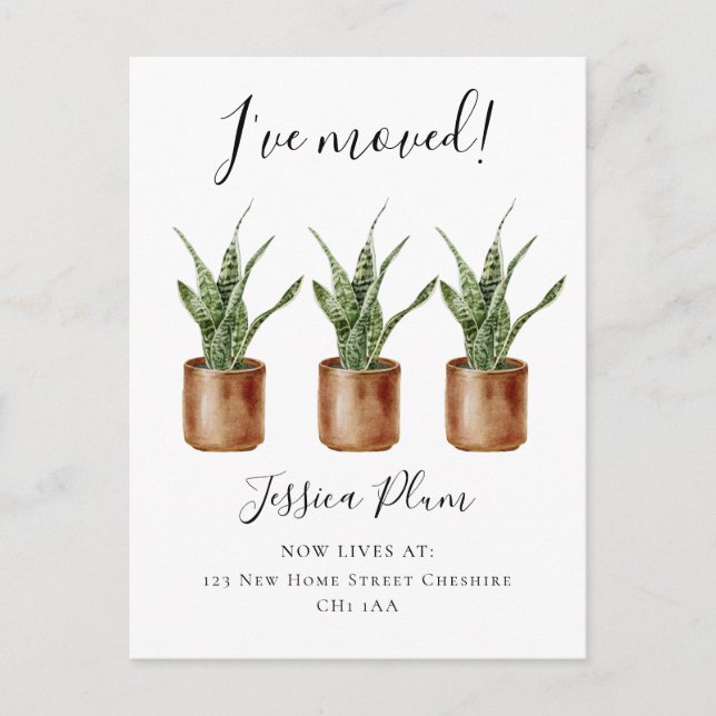 Cartão Postal De Anúncio Mudança Elegante de Endereço que Movi (Frente)