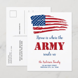 Cartão Postal De Anúncio Mudança Militar PCS Nós nos Mudamos Bandeira dos E