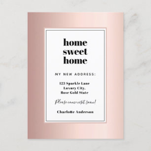 Cartão Postal De Anúncio Mudança moderna minimalista em rosa ouro para casa