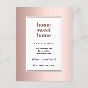 Cartão Postal De Anúncio Mudança moderna minimalista em rosa ouro para lar 