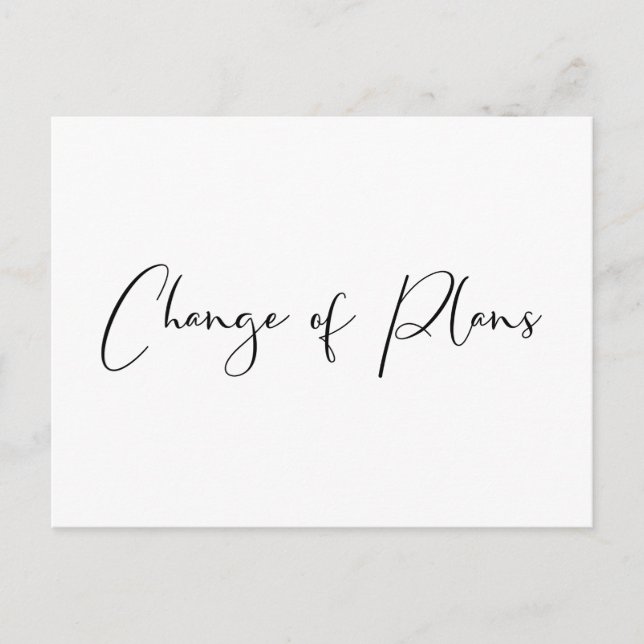 Cartão Postal De Anúncio Mudança no Adiamento do Casamento Preto e Branco (Frente)