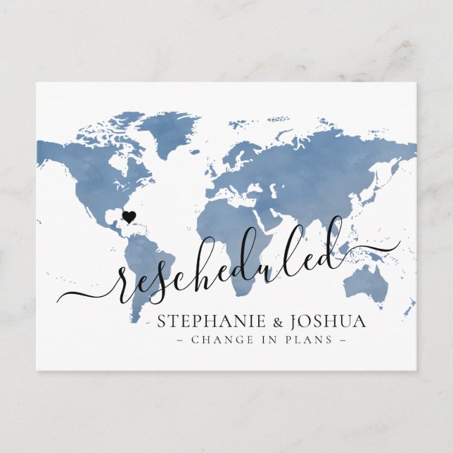 Cartão Postal De Anúncio Mudança nos Planos Casamento Adiado Mapa de Destin (Frente)