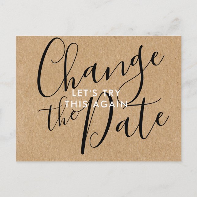 Cartão Postal De Anúncio Mudança Rústica Simples Data Adiada Cancelada (Frente)