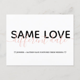 Cartão Postal De Anúncio Mudança Simples de Data Tipografia de Casamento Fo