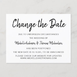 Cartão Postal De Anúncio Mudança Simples em Preto e Branco da Data