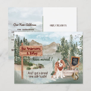 Cartão Postal De Anúncio Mudando Cavalier King Charles Woods Novo Endereço