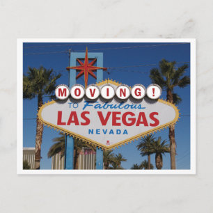 Cartão Postal De Anúncio Mudando para Las Vegas com letreiro clássico