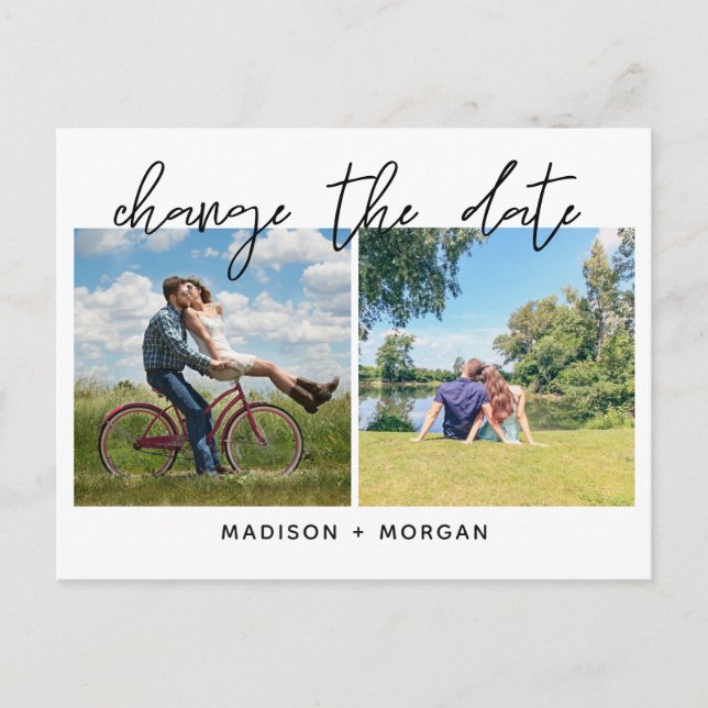 Cartão Postal De Anúncio Mudar a data de várias fotos (Frente)