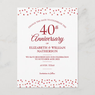 Cartão Postal De Anúncio Mudar a data do 40º aniversário de casamento de ru