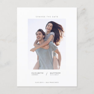 Cartão Postal De Anúncio Mudar a data Minimalista Personalizado Foto Casame