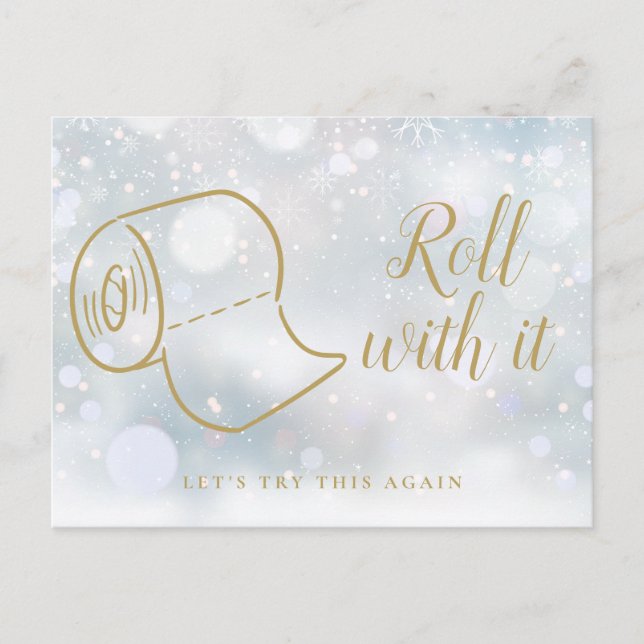 Cartão Postal De Anúncio Mudar a Data Nova Celebração de Plano Inverno (Frente)