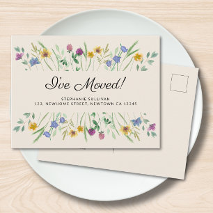 Cartão Postal De Anúncio Mudei Aquarela Flor Silvestre Mudando