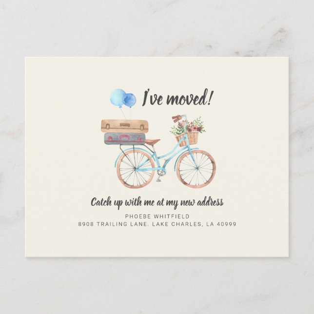 Cartão Postal De Anúncio Mudei de Endereço em Movimento (Frente)