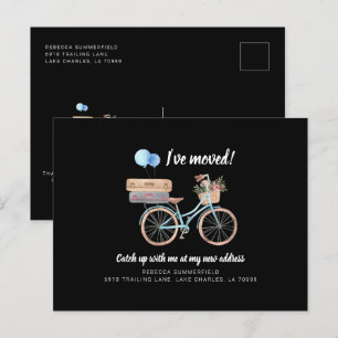 Cartão Postal De Anúncio Mudei de Endereço Mudança de Endereço Bicicleta Fe