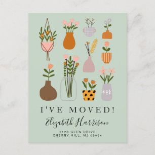 Cartão Postal De Anúncio Mudei Plantas Boho Verde Salvia Mudança