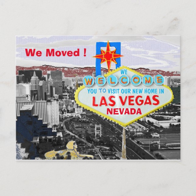 Cartão Postal De Anúncio Mudou para Las Vegas (Frente)