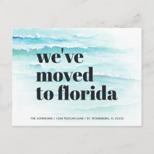 Cartão Postal De Anúncio Mudou para o novo endereço do Florida Ocean Waves