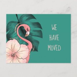 Cartão Postal De Anúncio Mudou-se para Flamingo Monstera Folaf Flamingo, Ro
