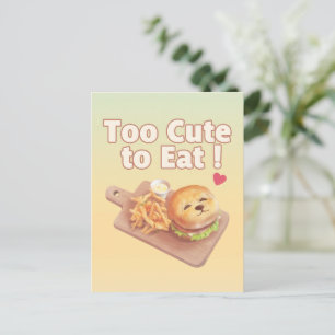 Cartão Postal De Anúncio Muito Fofo para Comer: Arte de Hambúrguer de Bicho