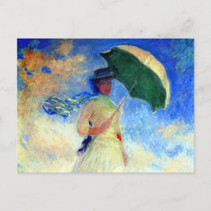 Cartão Postal De Anúncio Mulher Monet com Parasol à Direita