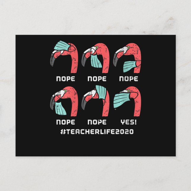 Cartão Postal De Anúncio Mulheres Flamingo Face Máscara Professora Life 202 (Frente)