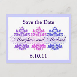 Cartão Postal De Anúncio Multicolor Damask Save the Date