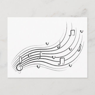 Cartão Postal De Anúncio Musical note wave, black line clipart
