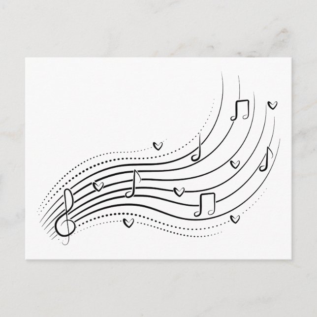 Cartão Postal De Anúncio Musical note wave, black line clipart (Frente)