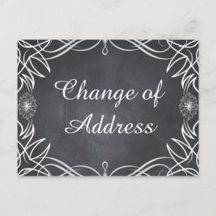 Cartão Postal De Anúncio Na moda de giro preto do chalkboard Mudança de en
