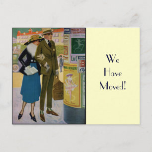 Cartão Postal De Anúncio Na moda Vintage Casal Mudança de Endereço