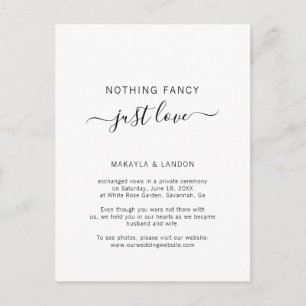 Cartão Postal De Anúncio Nada de Luxo, Apenas Amor Casamento Simples Fuga