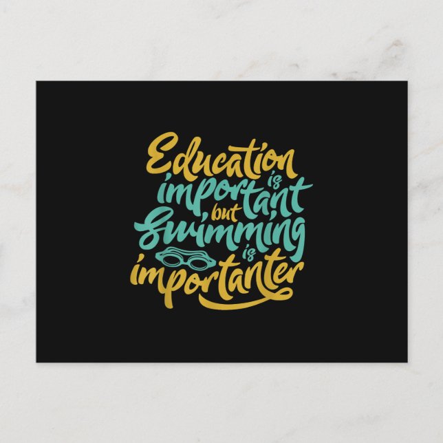 Cartão Postal De Anúncio Nadar É Importante, Nadadores Engraçados Dedicam (Frente)