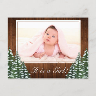 Cartão Postal De Anúncio Nascimento da Baby Girl Foto de Snowy Wood & Fores
