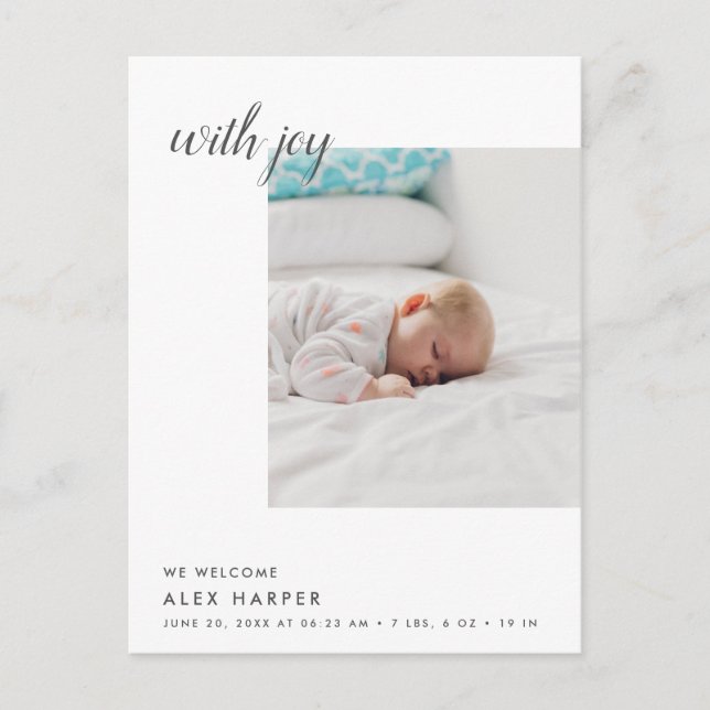 Cartão Postal De Anúncio Nascimento da Colagem de Fotos Mínima Moderna (Frente)
