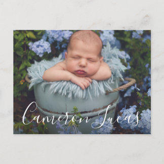 Cartão Postal De Anúncio Nascimento da Coleção de Letras Brancas e Cinzas