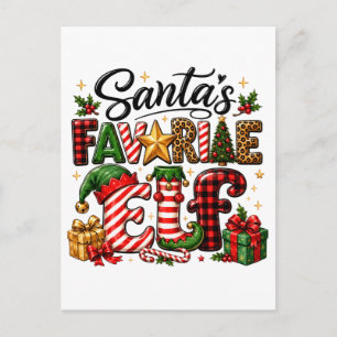Cartão Postal De Anúncio Natal do Elfo Favorito do Papai Noel