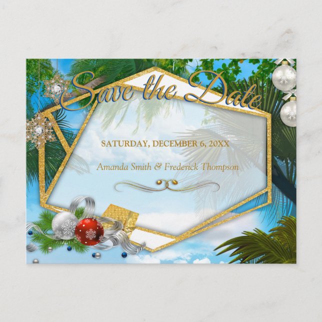 Cartão Postal De Anúncio Natal Verão Salve a Data (Frente)