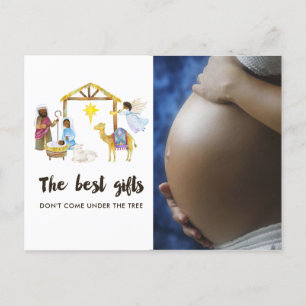 Cartão Postal De Anúncio Natividade Natal Esperando Bebê Aquarela