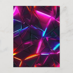 Cartão Postal De Anúncio Neon Geométrico Abstrato Futurista Cyberpunk