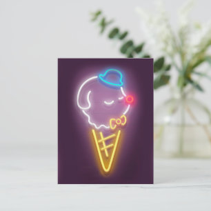 Cartão Postal De Anúncio Neon Sorvete Cone