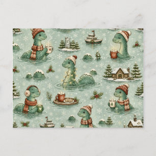 Cartão Postal De Anúncio Nessie do Natal Monstro do Lago Ness Aconchegante