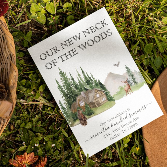 Cartão Postal De Anúncio New Home Moving Announcement Cabin Lodge (Criador carregado)