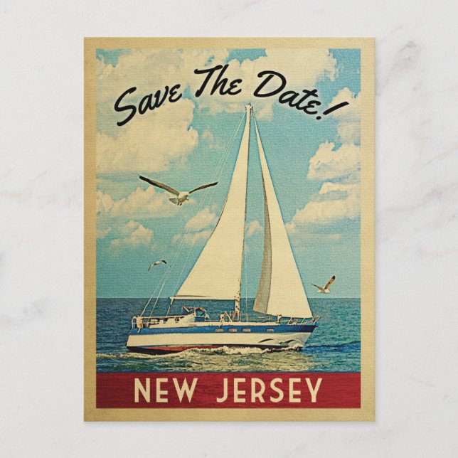 Cartão Postal De Anúncio New Jersey Save The Date Sailboat NIMO (Frente)