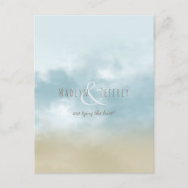 Cartão Postal De Anúncio No casamento da praia do oceano, salvem a data