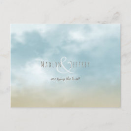 Cartão Postal De Anúncio No casamento da praia do oceano, salvem a data