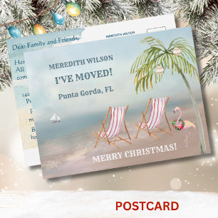 Cartão Postal De Anúncio No Natal, movi o orçamento da praia do Oceano